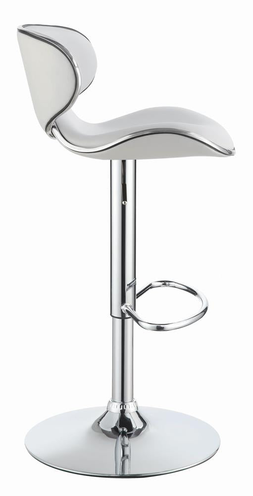 Edenton White/Chrome Upholstered Adjustable Height Bar Stools, Set of 2 - 120389 - Bien Home Furniture & Electronics