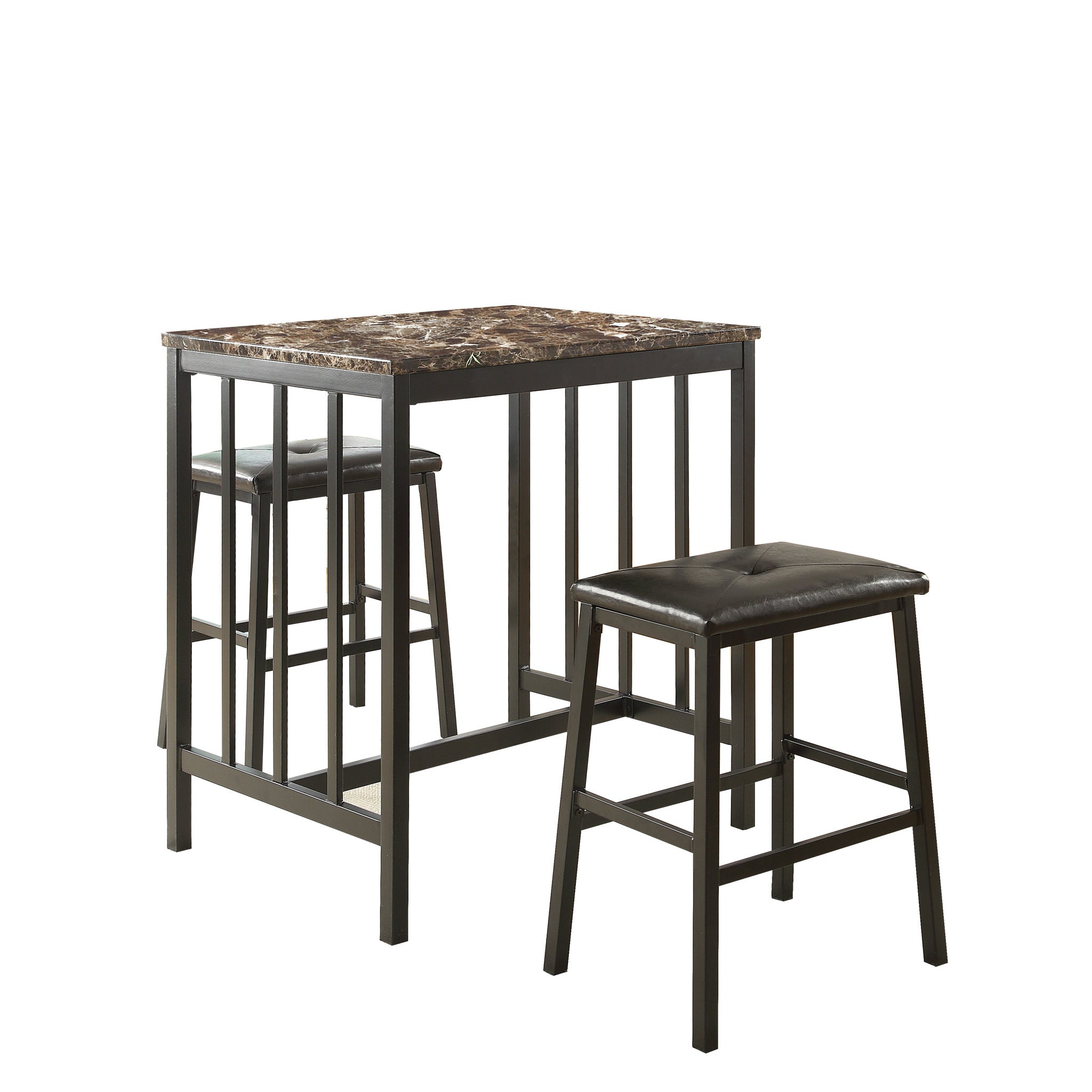 Edgar Faux Marble 3-Piece Counter Height Set - 5106BK - Bien Home Furniture & Electronics