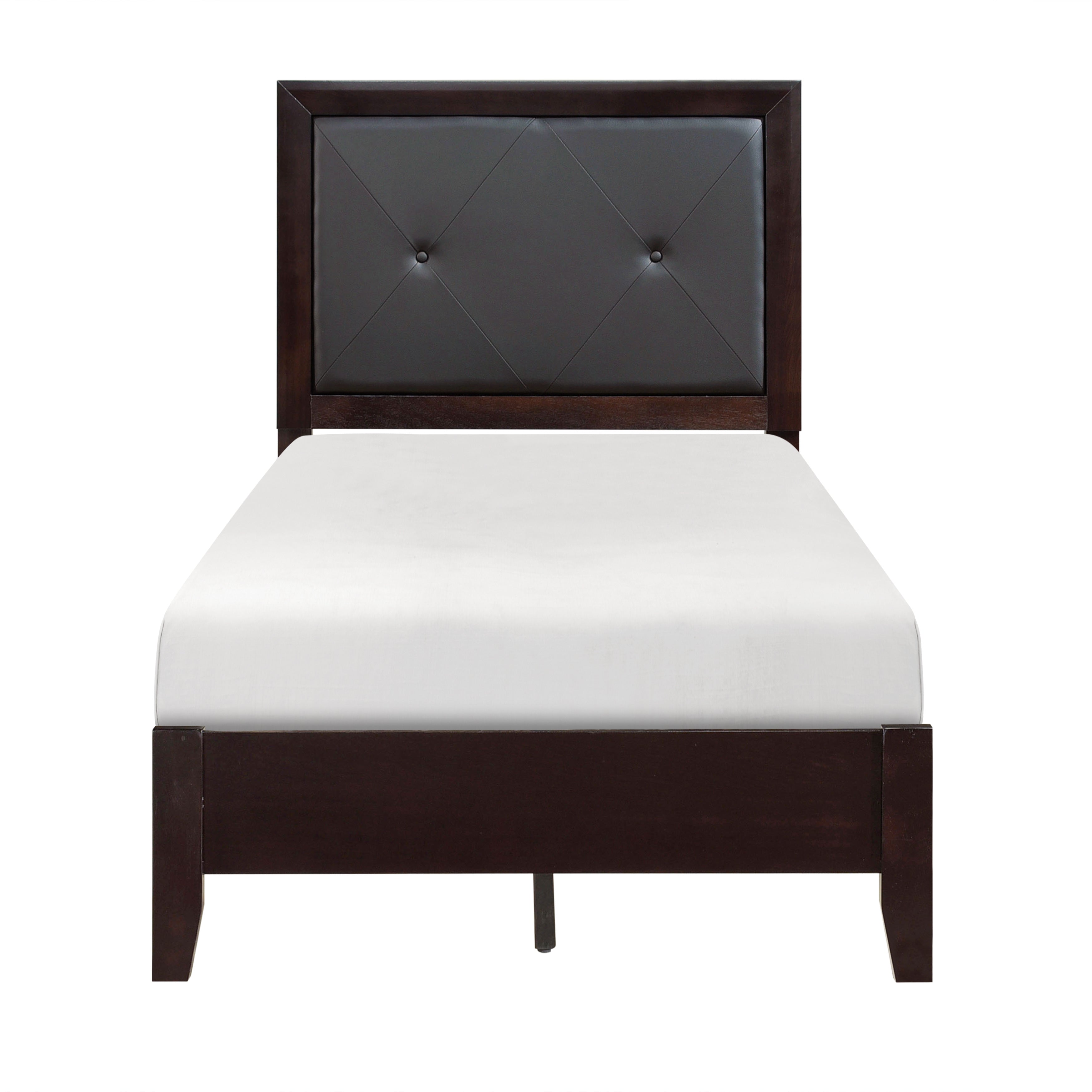 Edina Espresso Twin Upholstered Panel Bed - SET | 2145T-1 | 2145T-2 | 2145T-3 - Bien Home Furniture & Electronics
