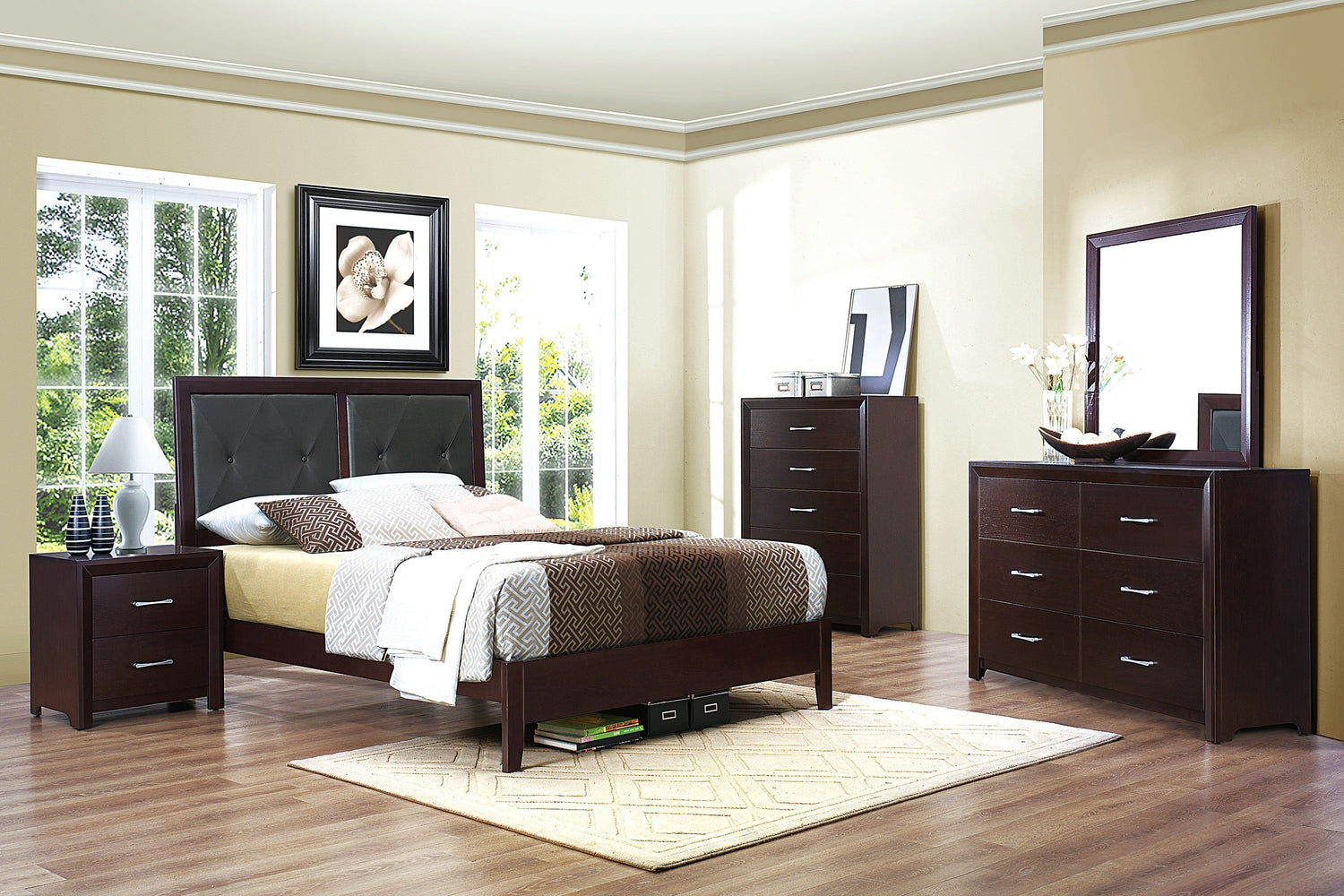 Edina Espresso Upholstered Panel Youth Bedroom Set - SET | 2145F-1 | 2145F-2 | 2145F-3 | 2145-5 | 2145-6 | 2145-4 | 2145-9 - Bien Home Furniture & Electronics