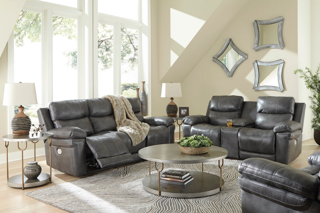 Edmar Charcoal Power Reclining Living Room Set - SET | U6480615 | U6480618 | U6480613 - Bien Home Furniture &amp; Electronics