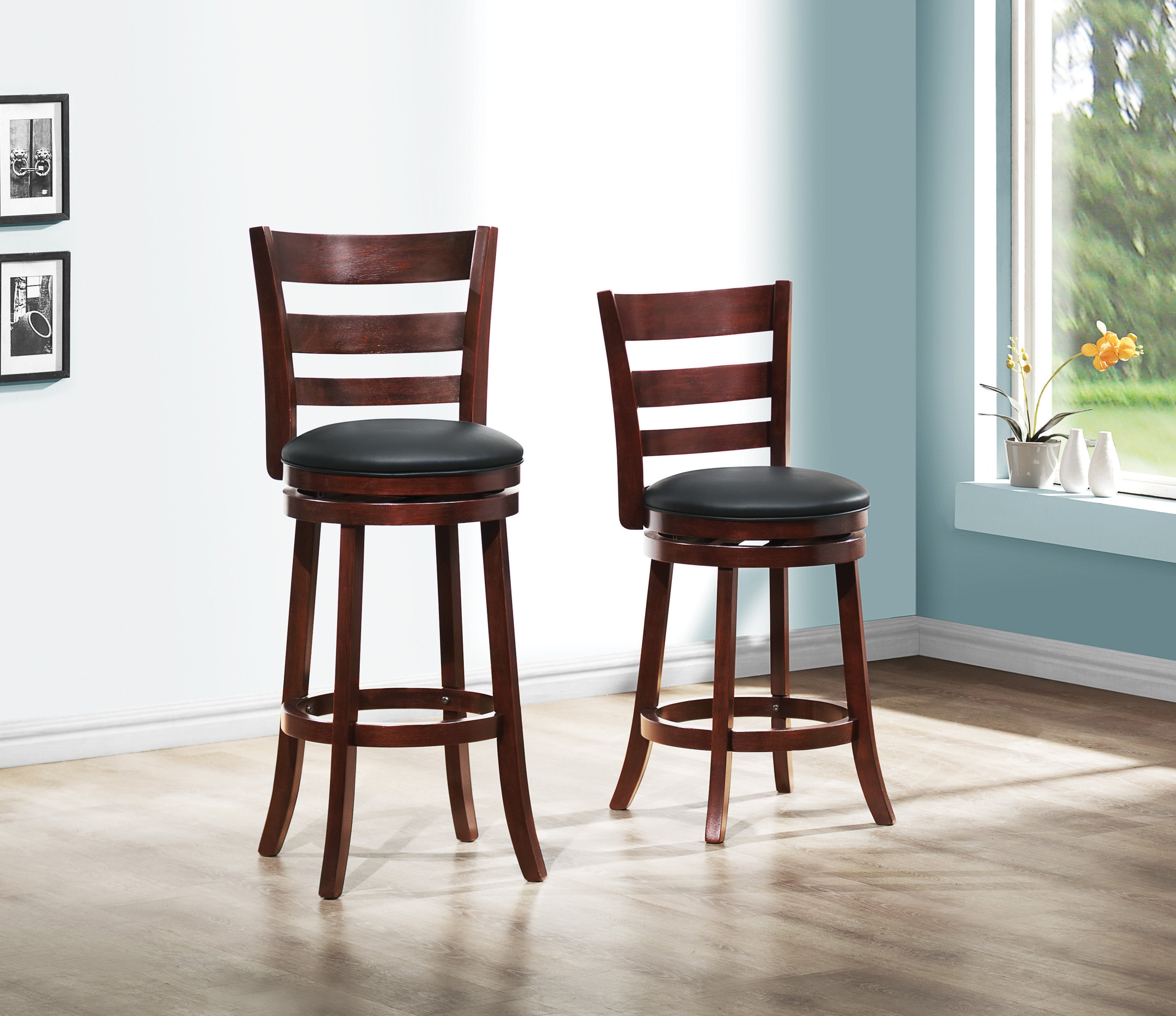 Edmond Dark Cherry Swivel Counter Height Chair - 1144E-24S - Bien Home Furniture & Electronics