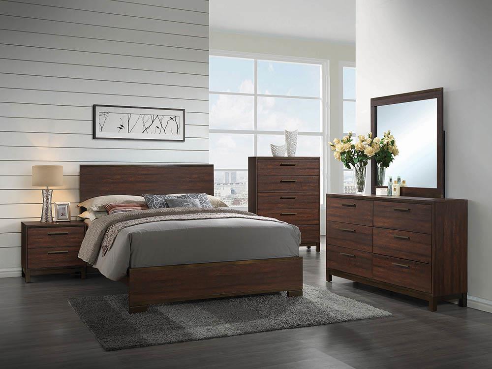 Edmonton Eastern King Panel Bed Rustic Tobacco - 204351KE - Bien Home Furniture &amp; Electronics