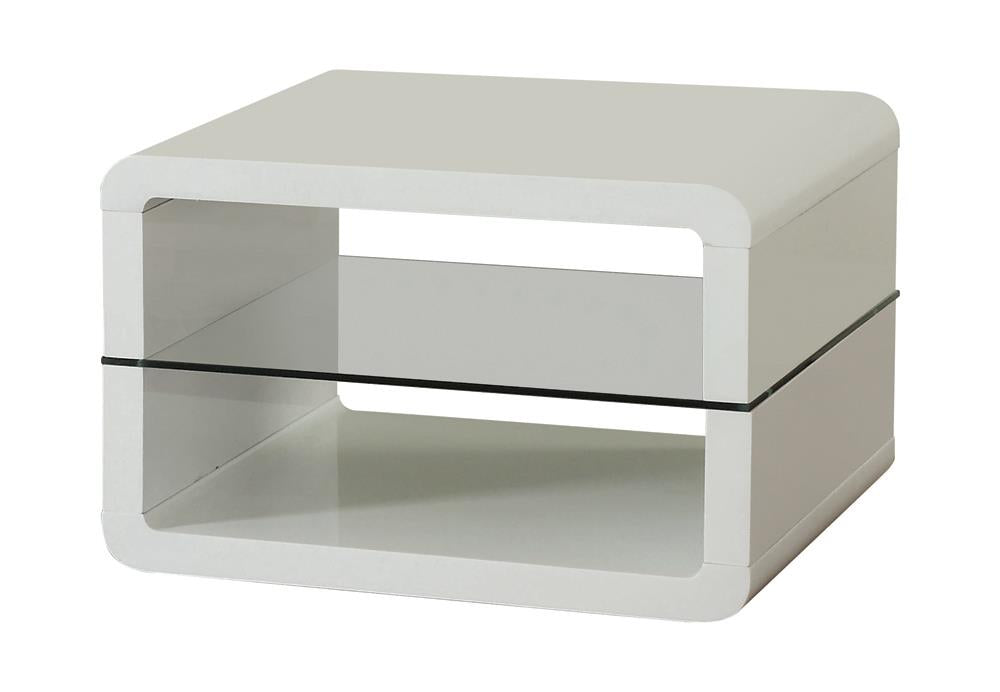 Elana Square 2-Shelf End Table Glossy White - 703267 - Bien Home Furniture &amp; Electronics