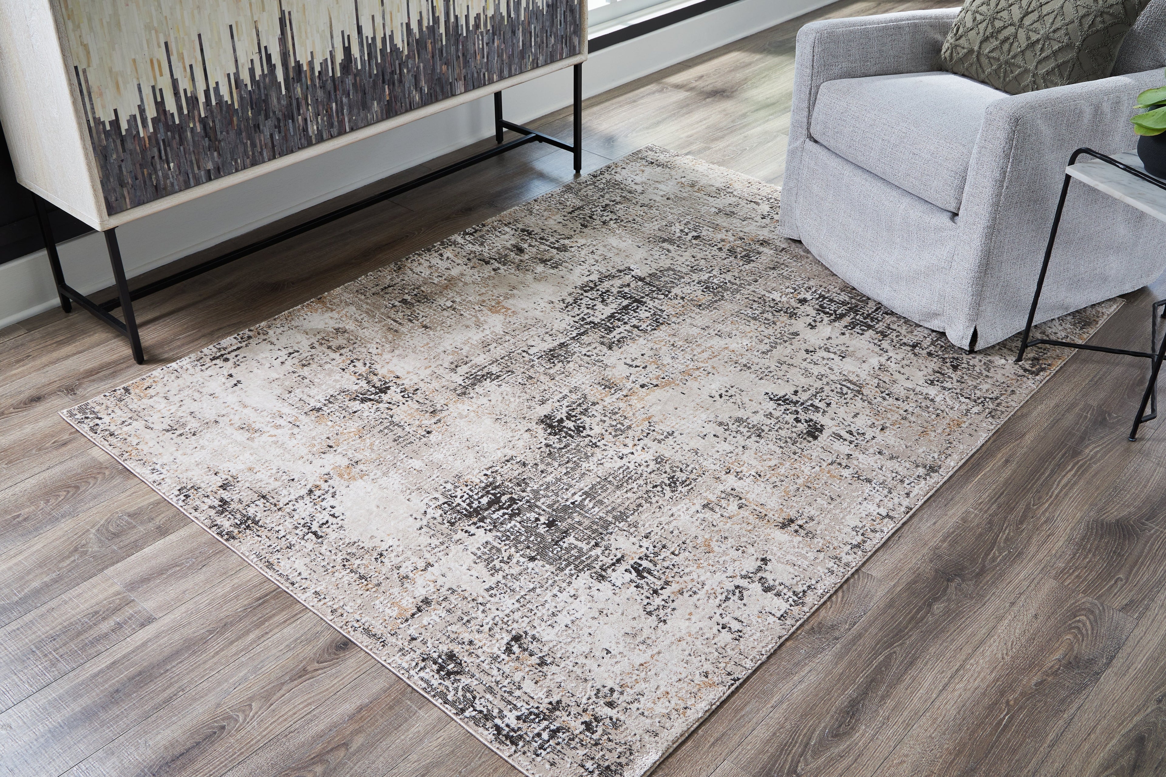 Elaning Black/Gray/Cream Medium Rug - R406702 - Bien Home Furniture &amp; Electronics