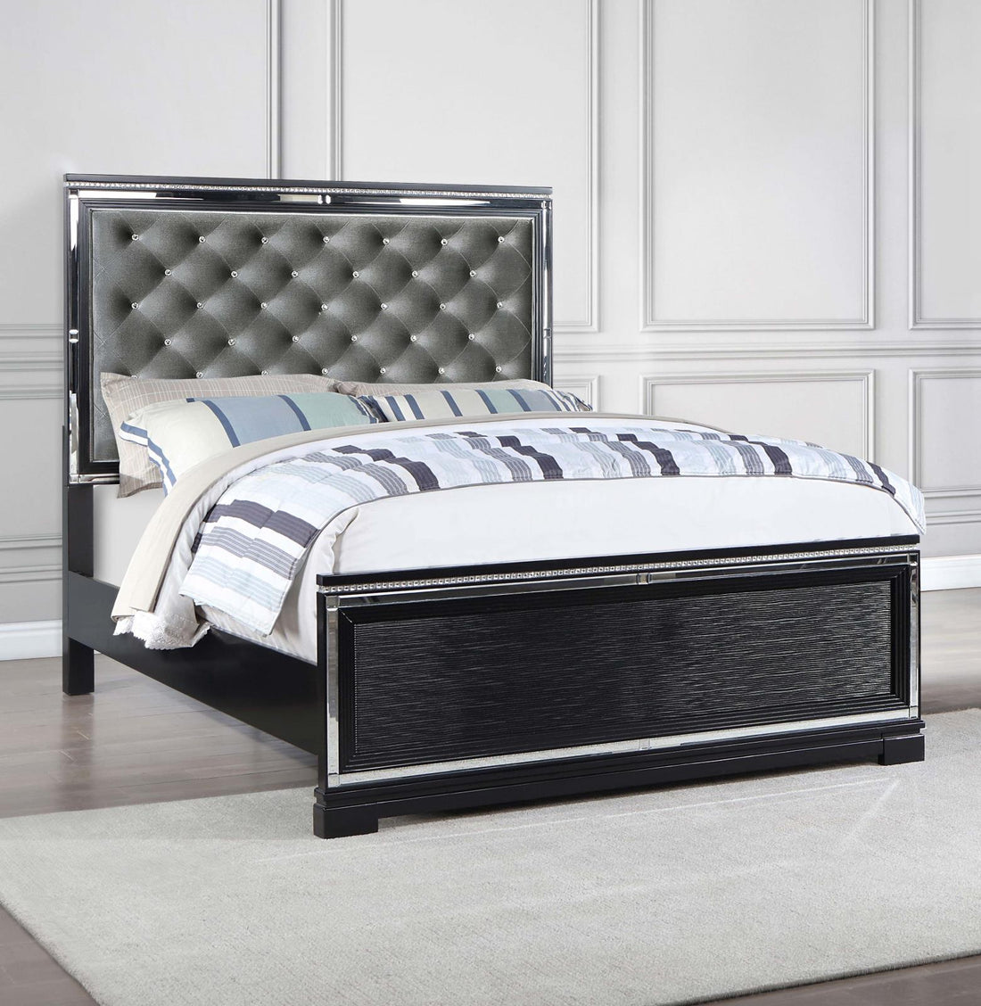 Eleanor Black/Silver Panel Bedroom Set - SET | 223361Q | 223362 | 223365 - Bien Home Furniture &amp; Electronics