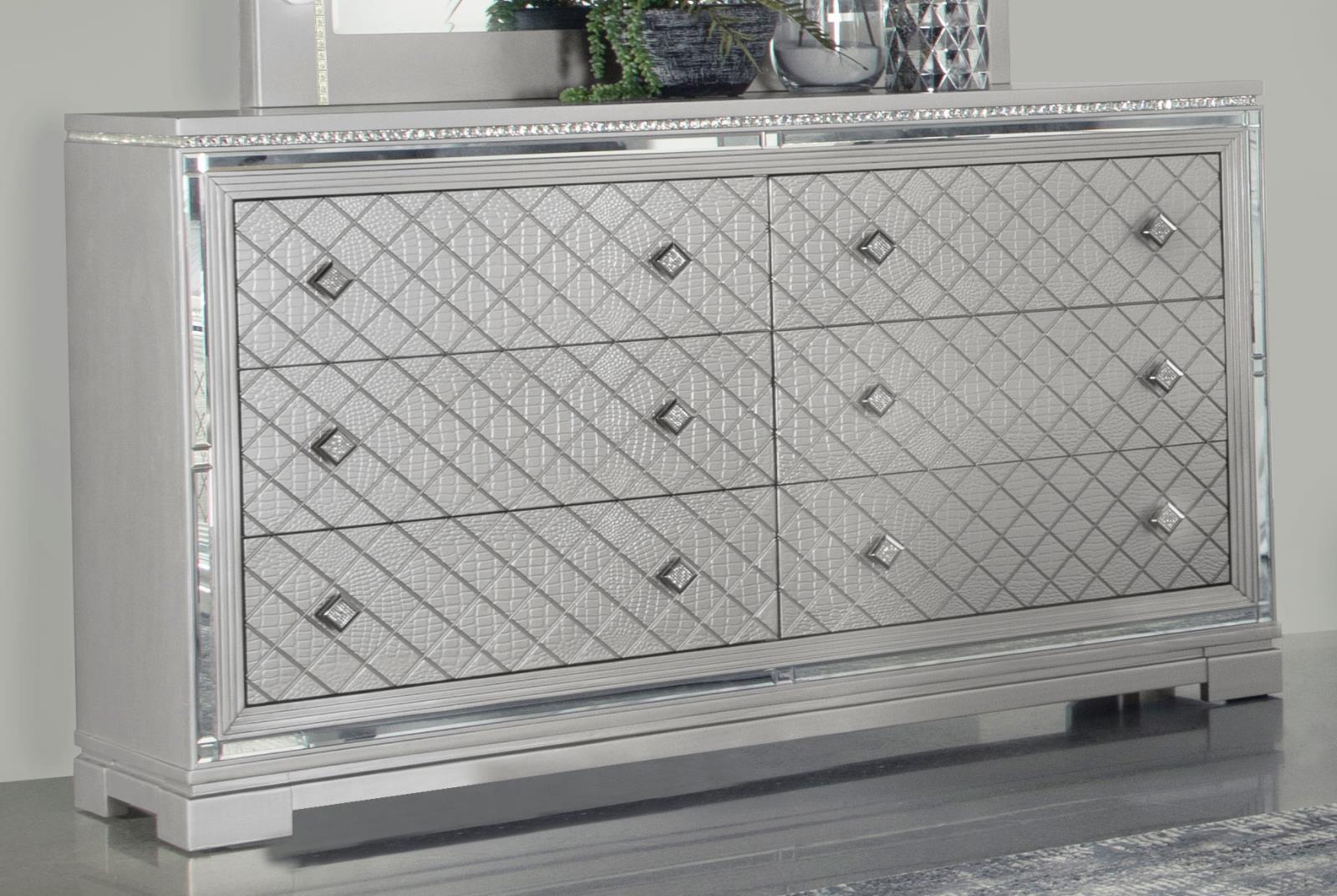 Eleanor Metallic Rectangular 6-Drawer Dresser - 223463 - Bien Home Furniture &amp; Electronics