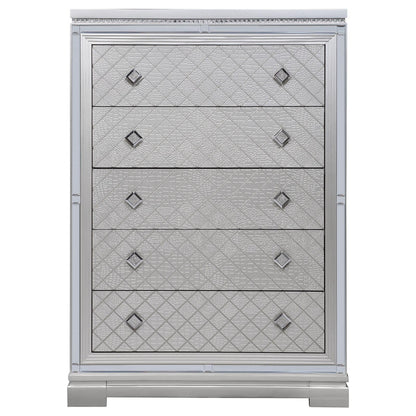 Eleanor Metallic White Rectangular 5-Drawer Chest - 223465 - Bien Home Furniture &amp; Electronics