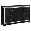 Eleanor Silver/Black Rectangular 6-Drawer Dresser - 223363 - Bien Home Furniture & Electronics