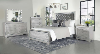 Eleanor Upholstered Tufted Bed Metallic - 223461Q - Bien Home Furniture &amp; Electronics