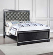 Eleanor Upholstered Tufted Bed Silver/Black - 223361KW - Bien Home Furniture & Electronics