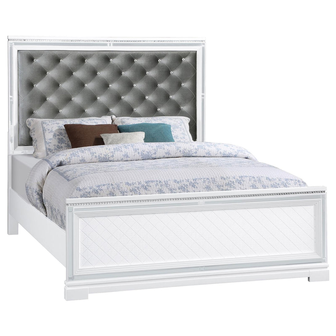 Eleanor Upholstered Tufted Bed White - 223561Q - Bien Home Furniture &amp; Electronics