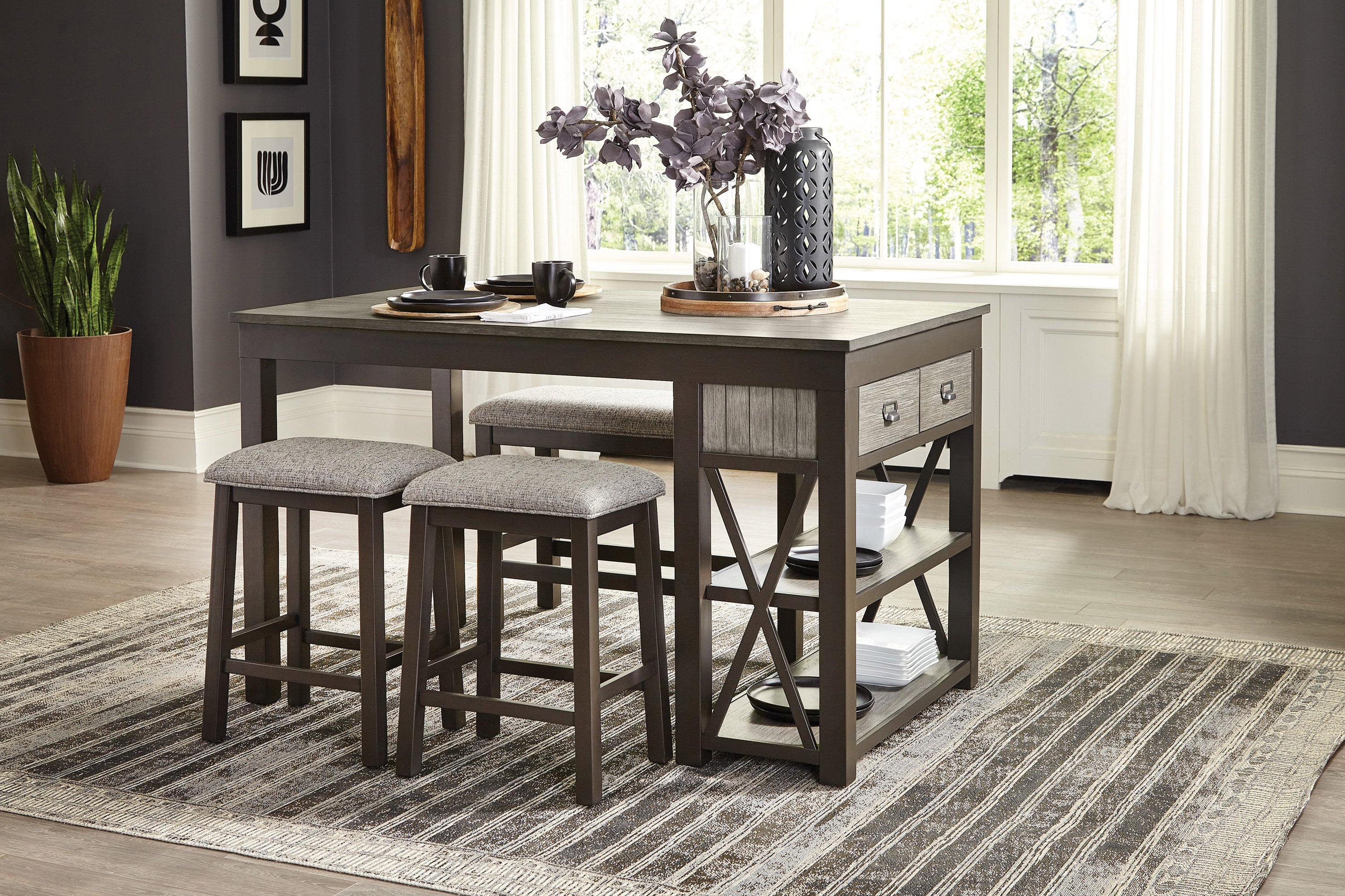 Elias Gray Counter Height Bench - 5772-24BH - Bien Home Furniture & Electronics