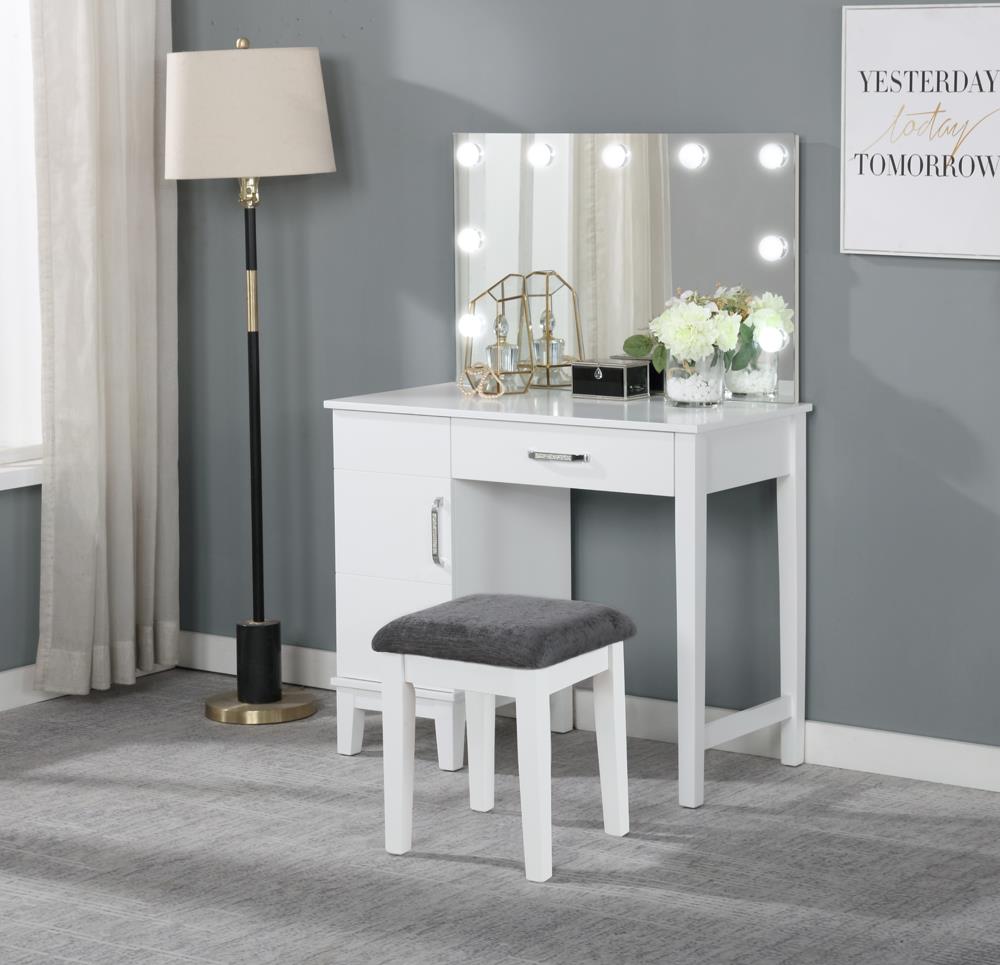 Elijah Vanity Set with LED Lights White/Dark Gray - 931149 - Bien Home Furniture &amp; Electronics