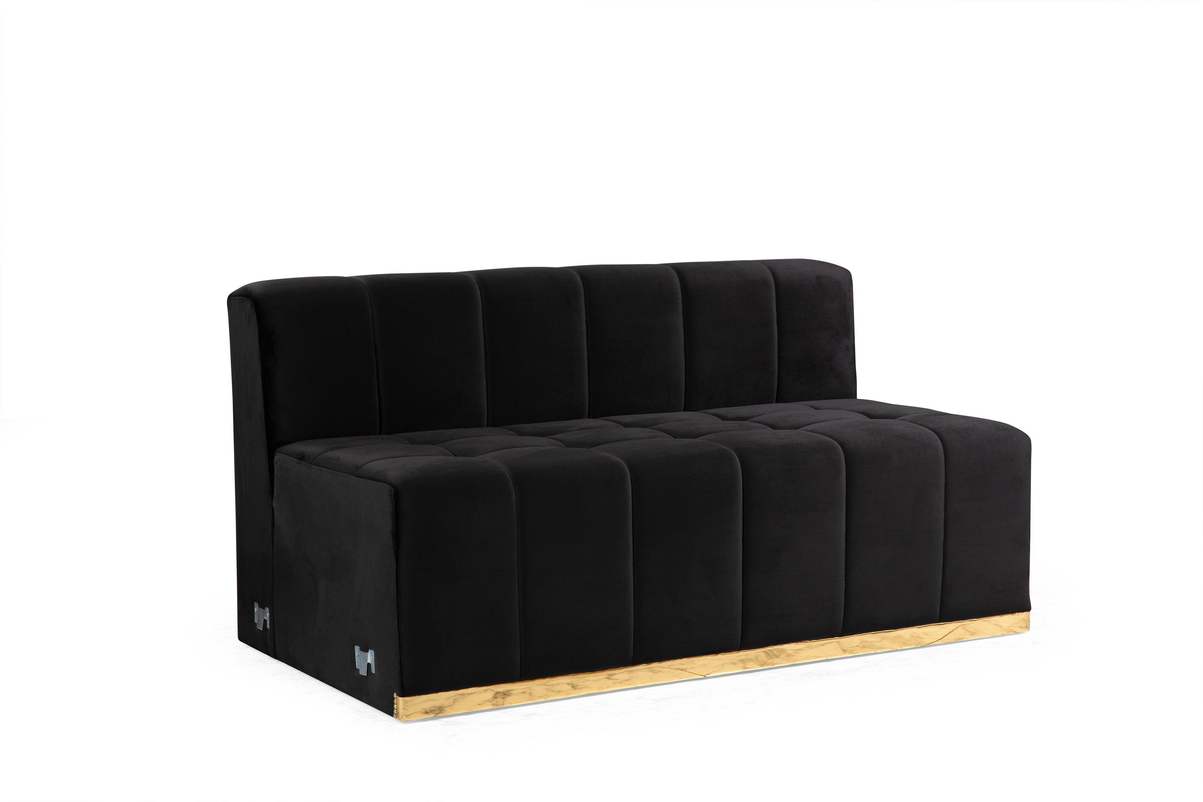 Elisha Black Velvet Double Chaise Sectional - ELISHABLACK-SEC - Bien Home Furniture & Electronics