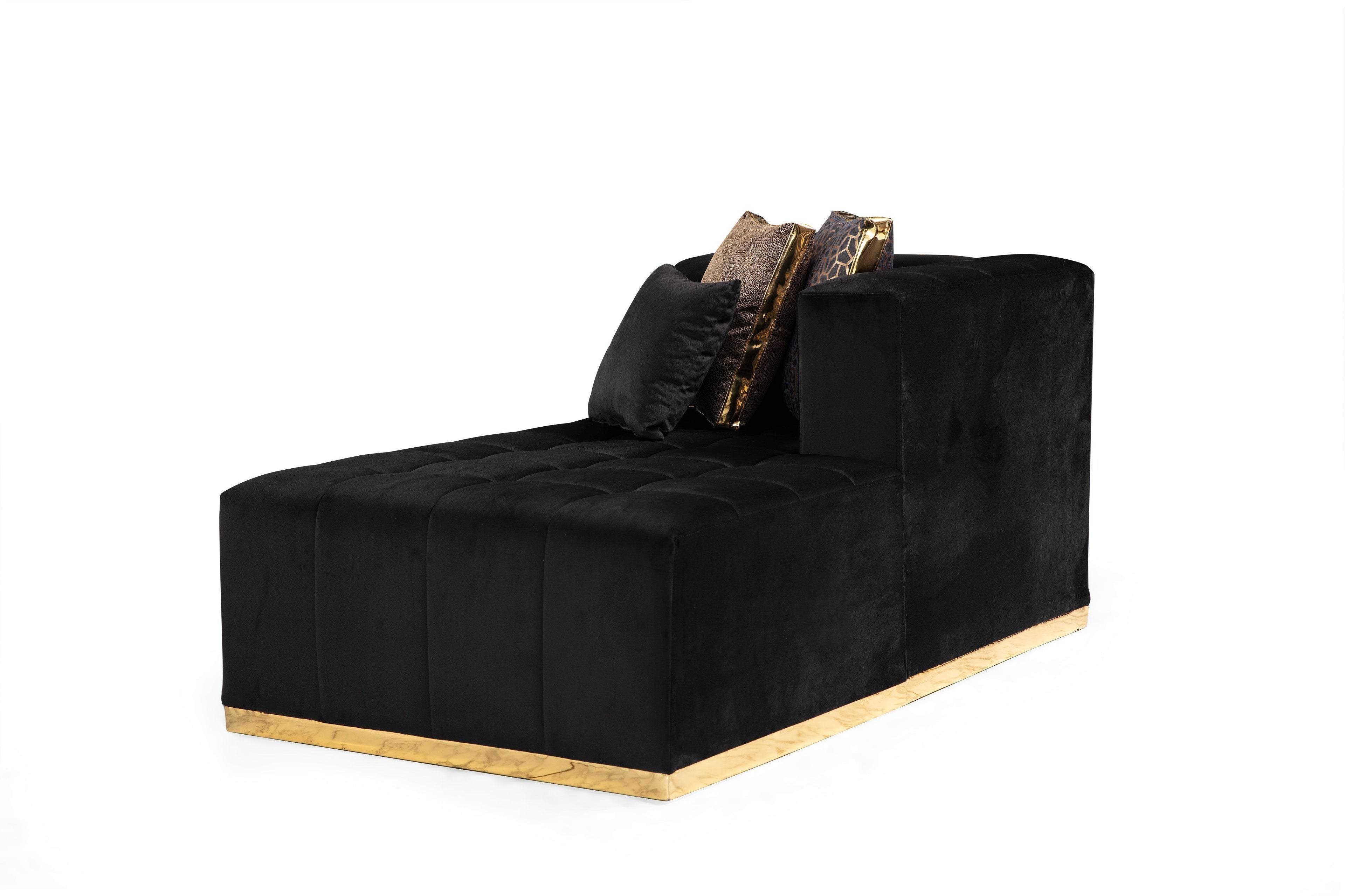 Elisha Black Velvet Double Chaise Sectional - ELISHABLACK-SEC - Bien Home Furniture & Electronics