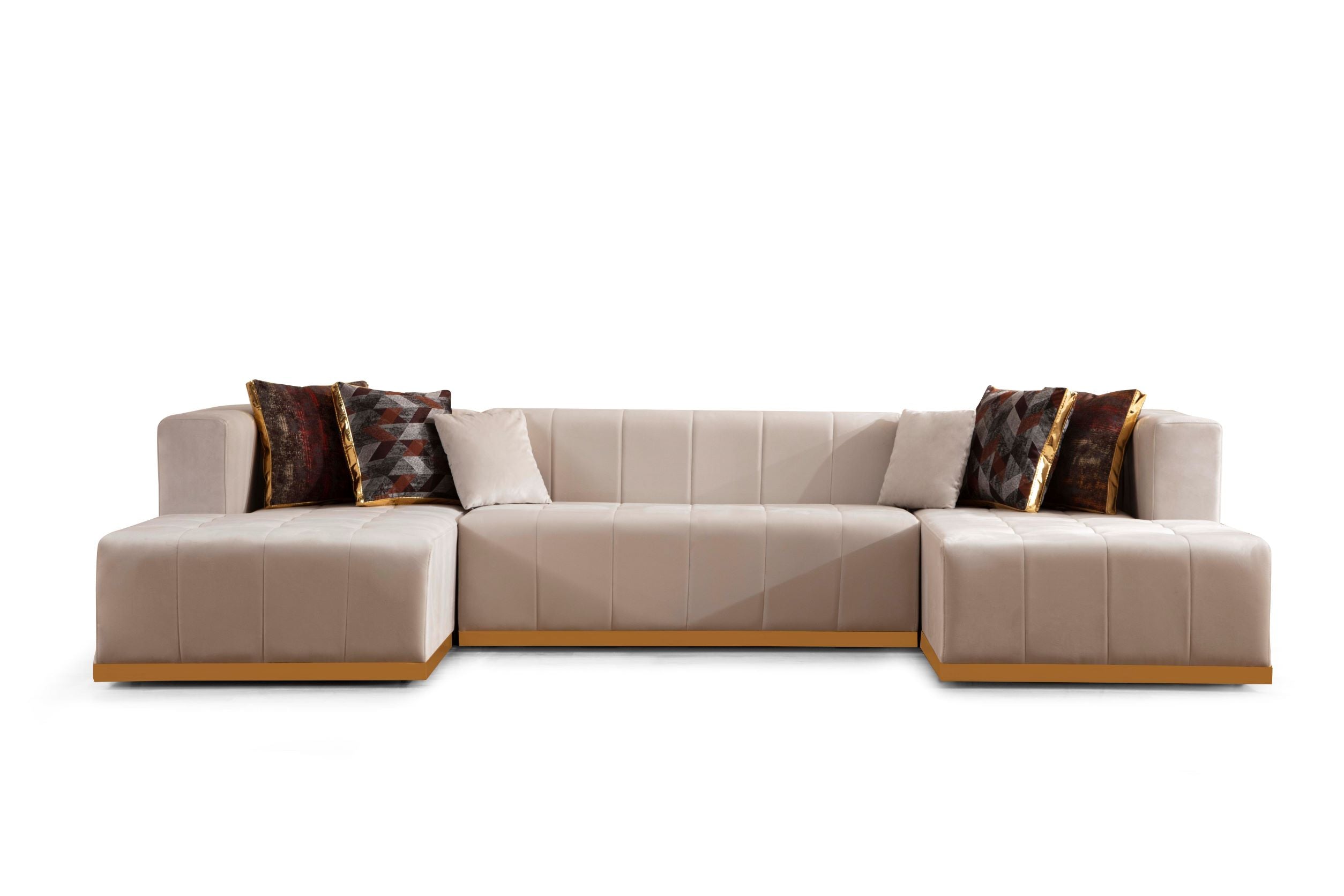Elisha Ivory Velvet Double Chaise Sectional - ELISHAIVORY-SEC - Bien Home Furniture & Electronics