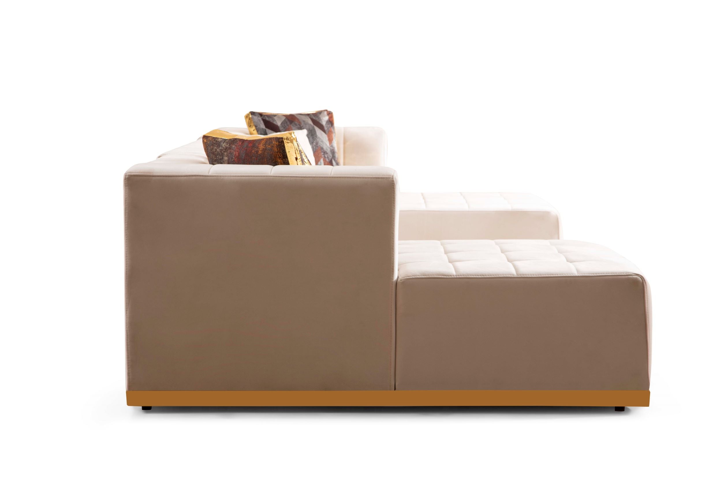 Elisha Ivory Velvet Double Chaise Sectional - ELISHAIVORY-SEC - Bien Home Furniture & Electronics