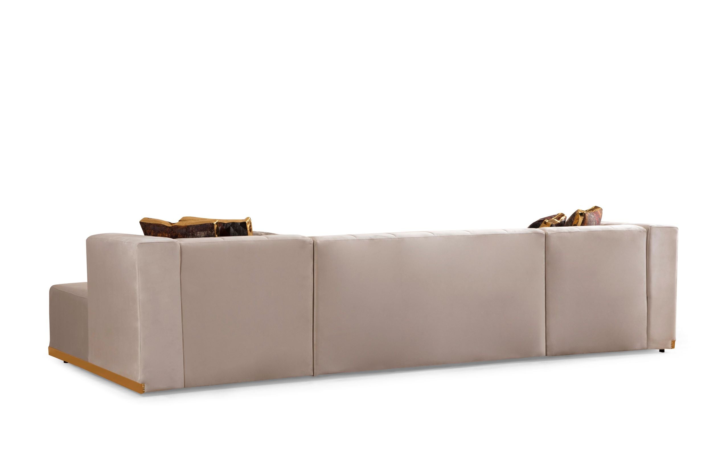Elisha Ivory Velvet Double Chaise Sectional - ELISHAIVORY-SEC - Bien Home Furniture & Electronics