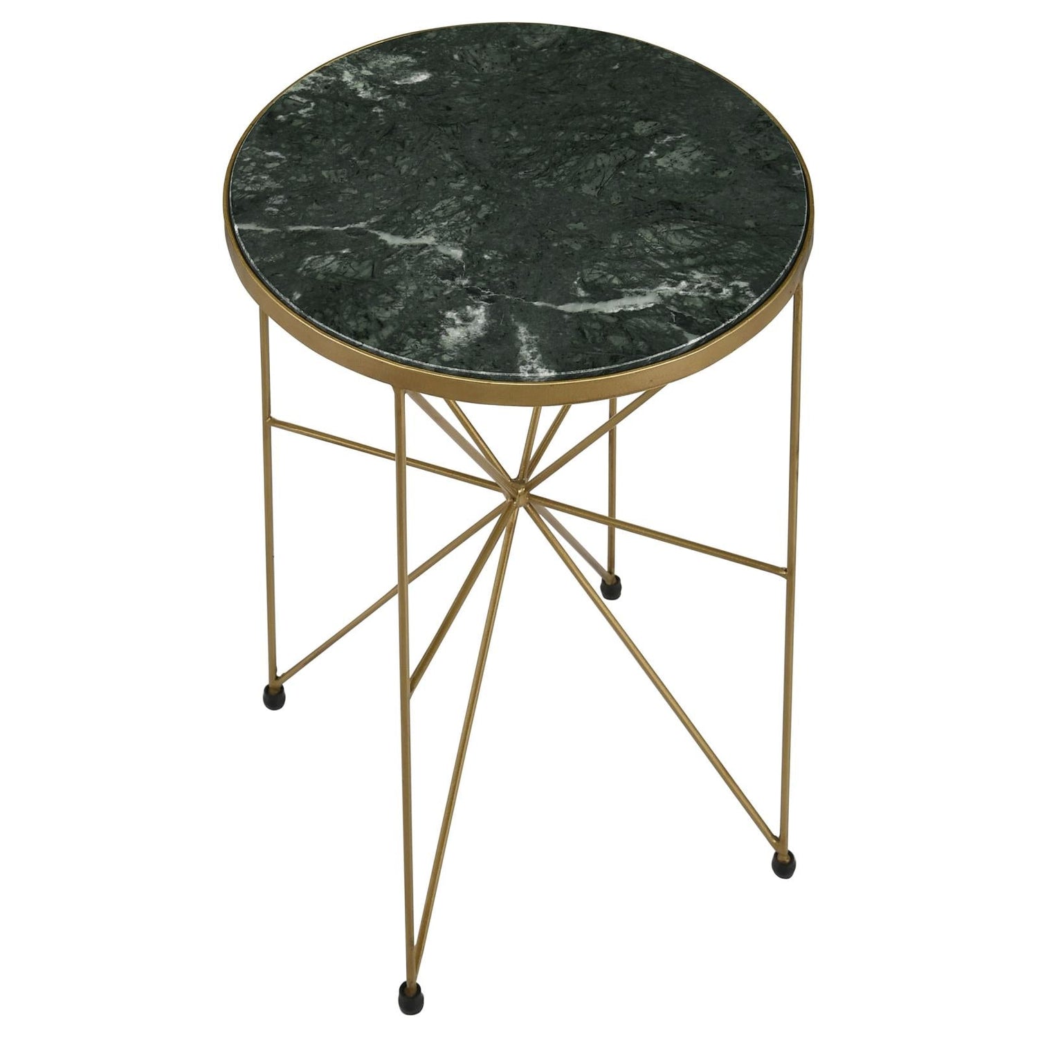 Eliska Green/Antique Gold Round Accent Table with Marble Top - 936061 - Bien Home Furniture & Electronics
