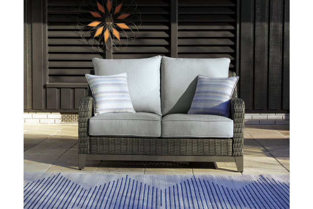 Elite Park Gray Outdoor Loveseat with Cushion - P518-835 - Bien Home Furniture &amp; Electronics