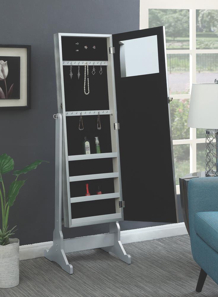 Elle Silver Jewelry Cheval Mirror with Crystal Trim - 902779 - Bien Home Furniture & Electronics