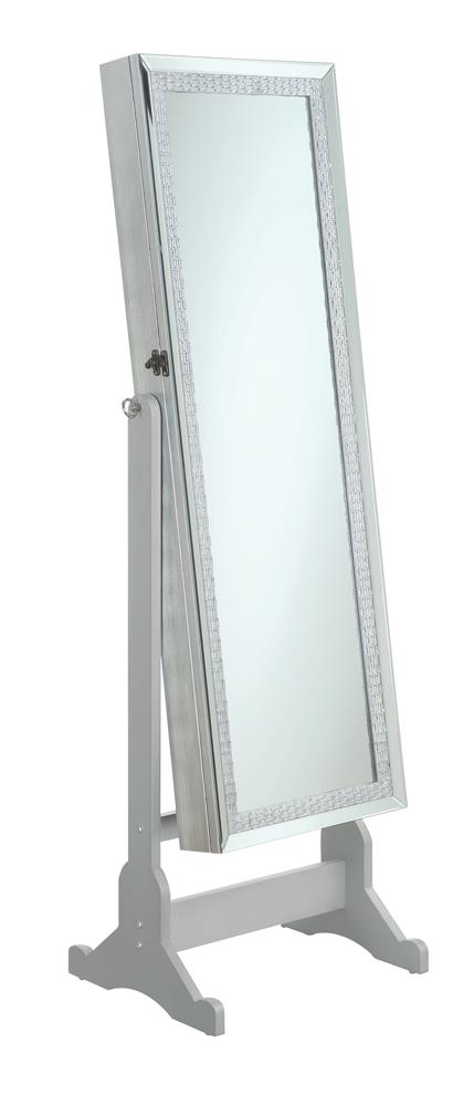 Elle Silver Jewelry Cheval Mirror with Crystal Trim - 902779 - Bien Home Furniture & Electronics