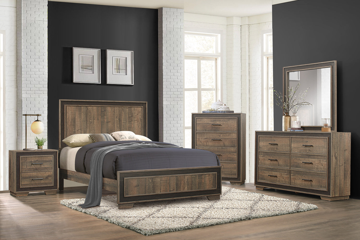 Ellendale Authentic Mahogany Queen Panel Bed - SET | 1695-1 | 1695-3 - Bien Home Furniture & Electronics