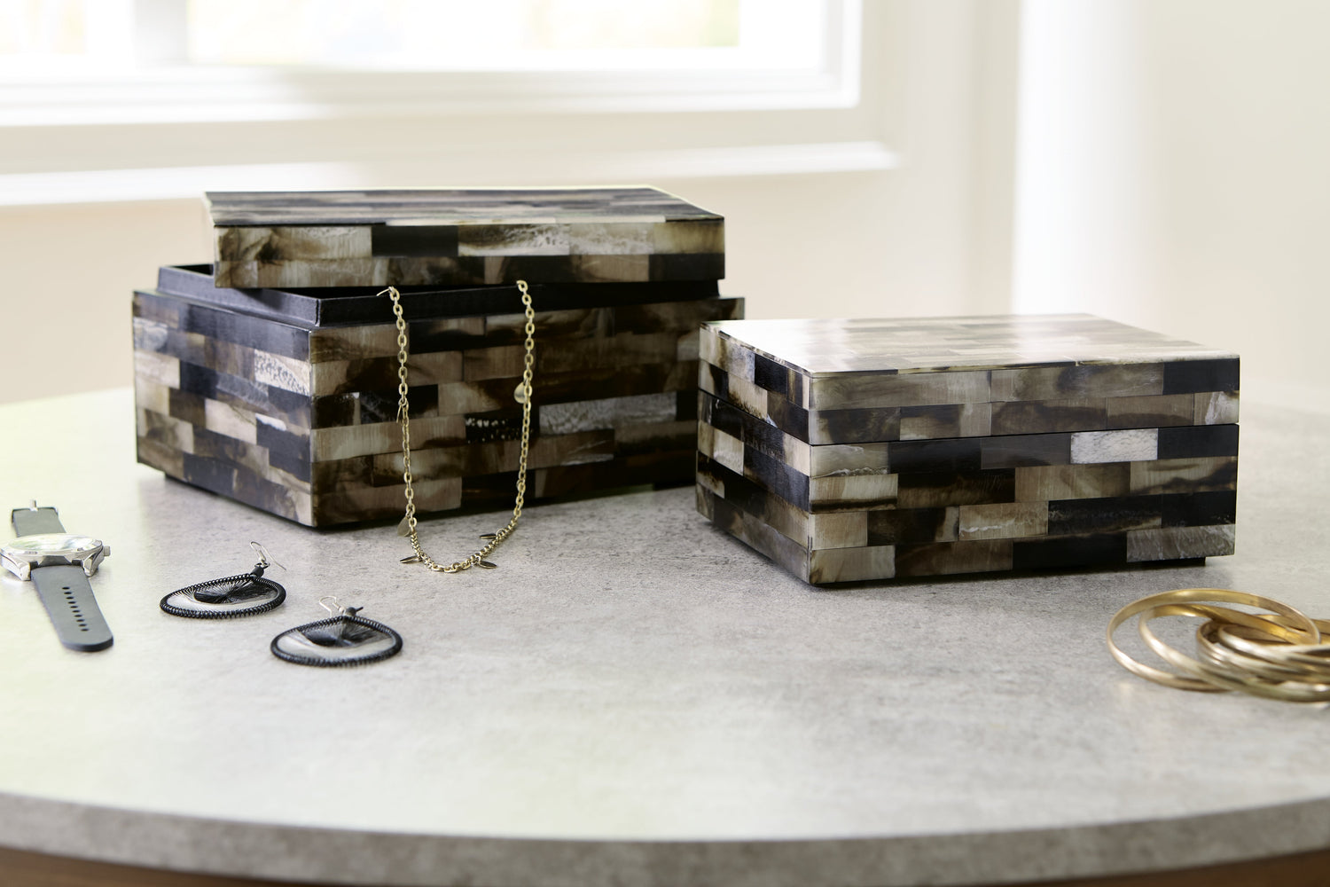 Ellford Black/Brown/Cream Box, Set of 2 - A2000596 - Bien Home Furniture & Electronics