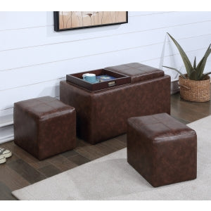 Elly Brown Storage Cocktail Ottoman - SH3552BRN - Bien Home Furniture & Electronics