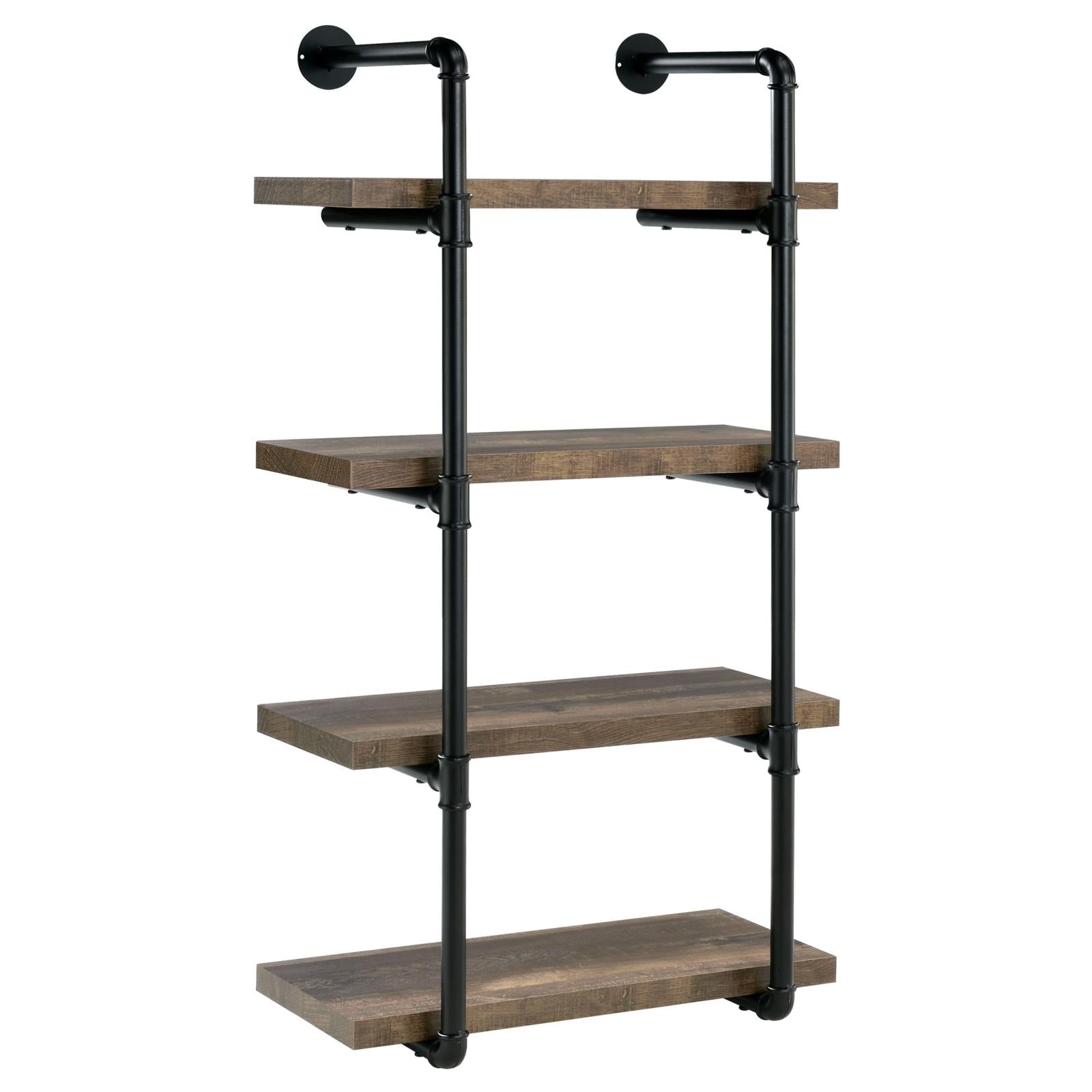 Elmcrest 24-inch Wall Shelf Black/Rustic Oak - 804426 - Bien Home Furniture &amp; Electronics