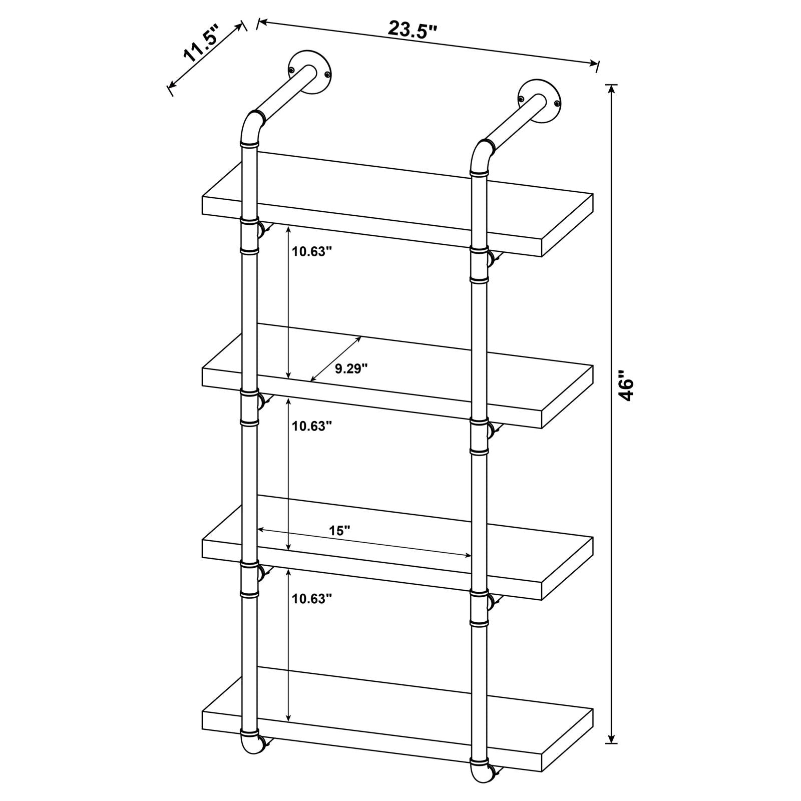 Elmcrest 24-inch Wall Shelf Black/Rustic Oak - 804426 - Bien Home Furniture & Electronics