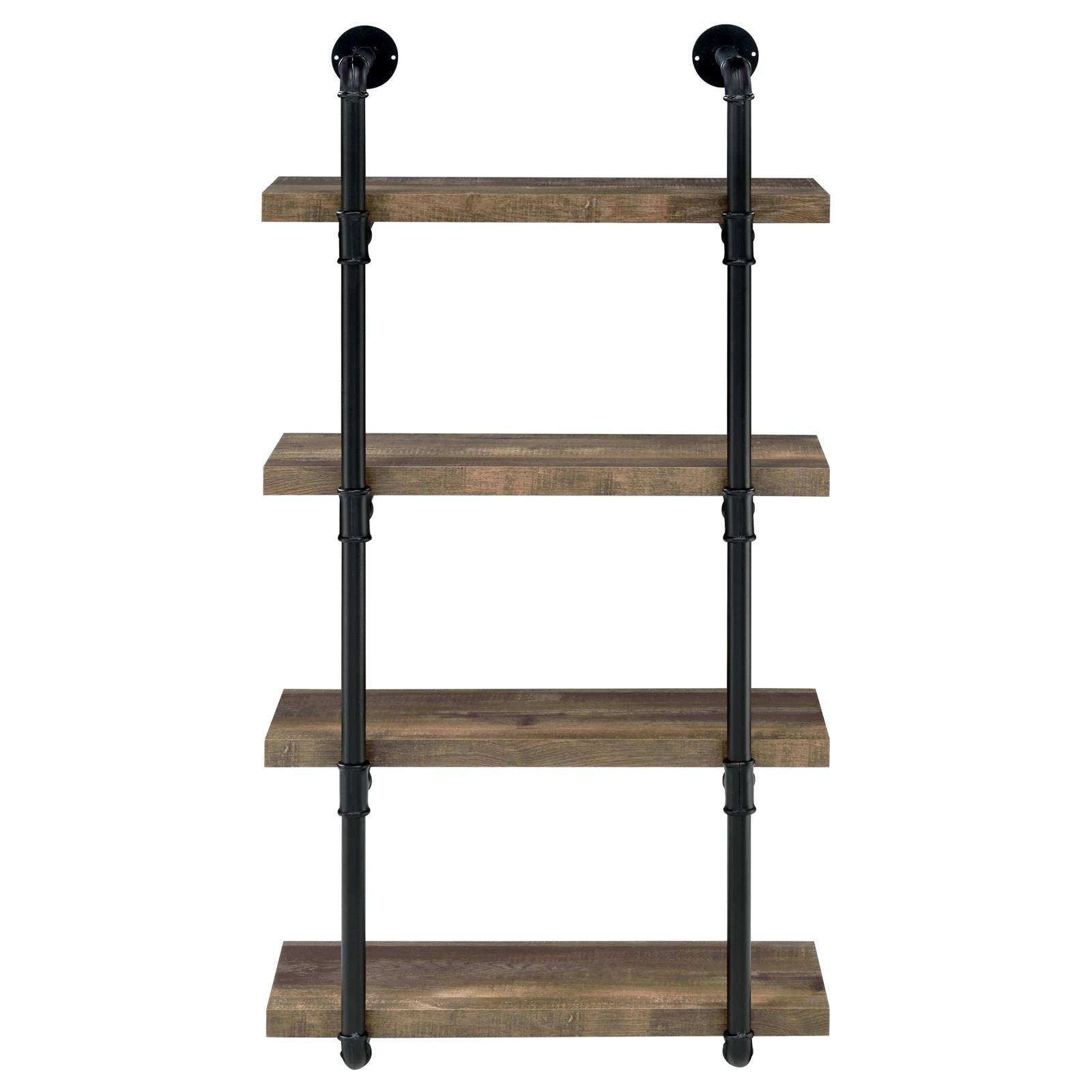Elmcrest 24-inch Wall Shelf Black/Rustic Oak - 804426 - Bien Home Furniture & Electronics