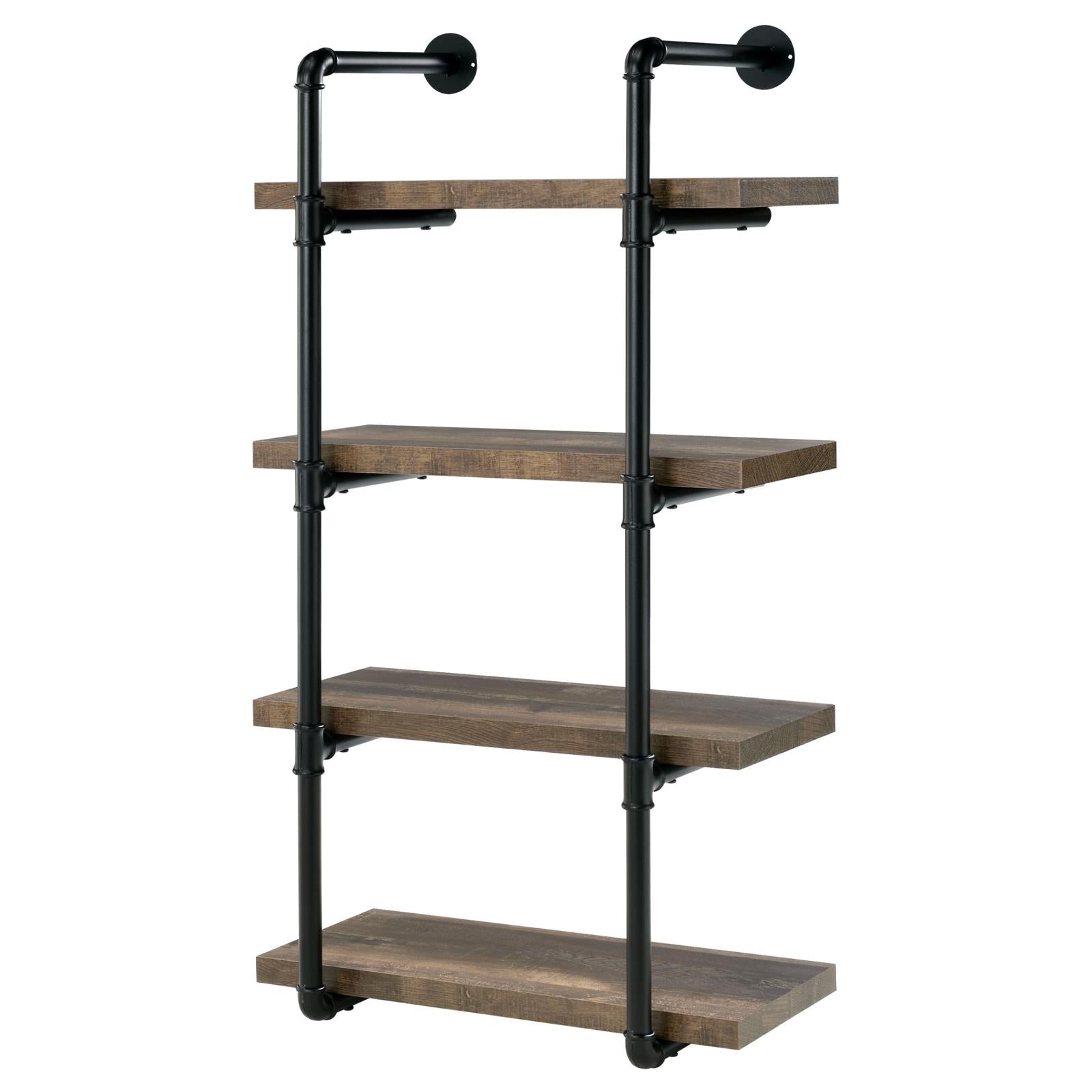 Elmcrest 24-inch Wall Shelf Black/Rustic Oak - 804426 - Bien Home Furniture &amp; Electronics