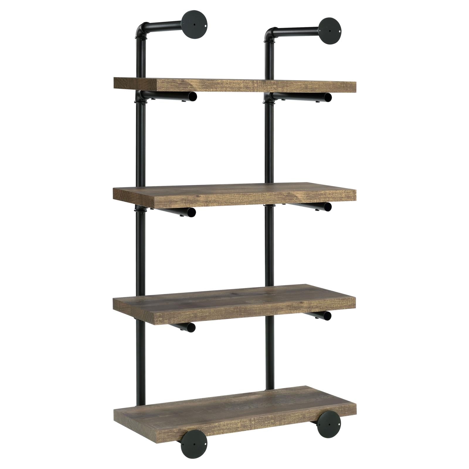 Elmcrest 24-inch Wall Shelf Black/Rustic Oak - 804426 - Bien Home Furniture &amp; Electronics