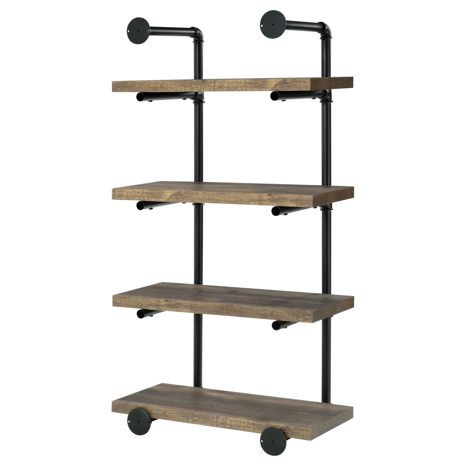 Elmcrest 24-inch Wall Shelf Black/Rustic Oak - 804426 - Bien Home Furniture &amp; Electronics