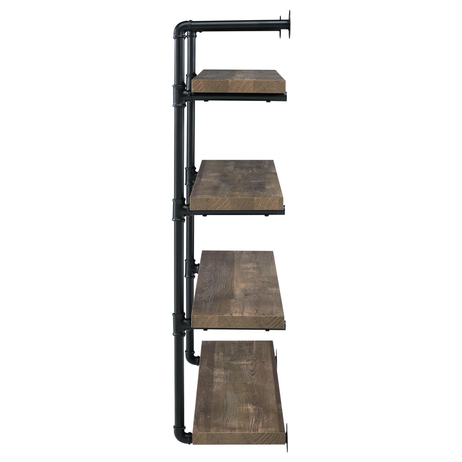 Elmcrest 40-inch Wall Shelf Black/Rustic Oak - 804417 - Bien Home Furniture &amp; Electronics