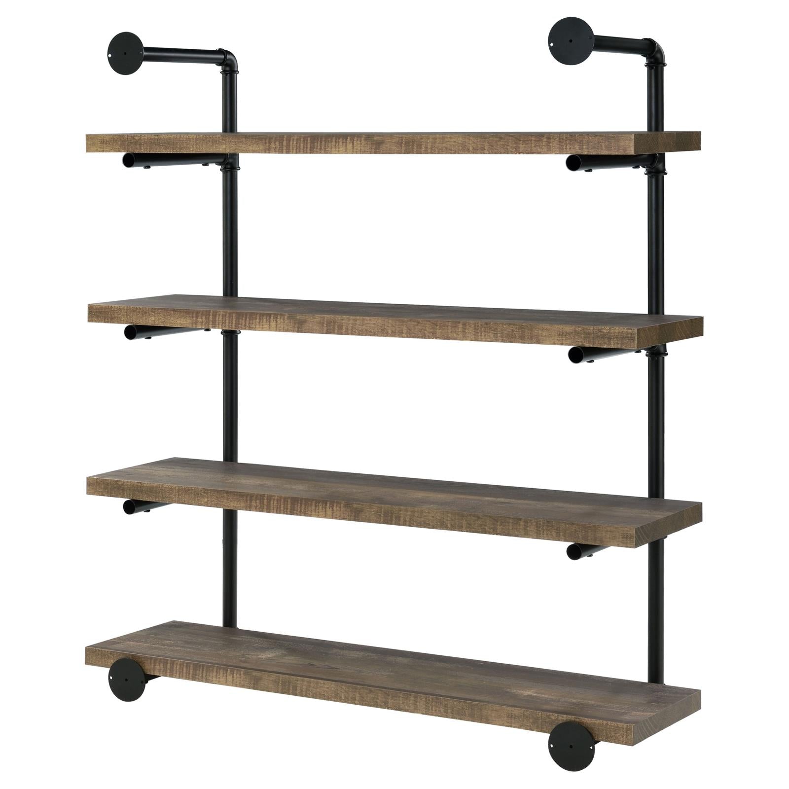 Elmcrest 40-inch Wall Shelf Black/Rustic Oak - 804417 - Bien Home Furniture &amp; Electronics