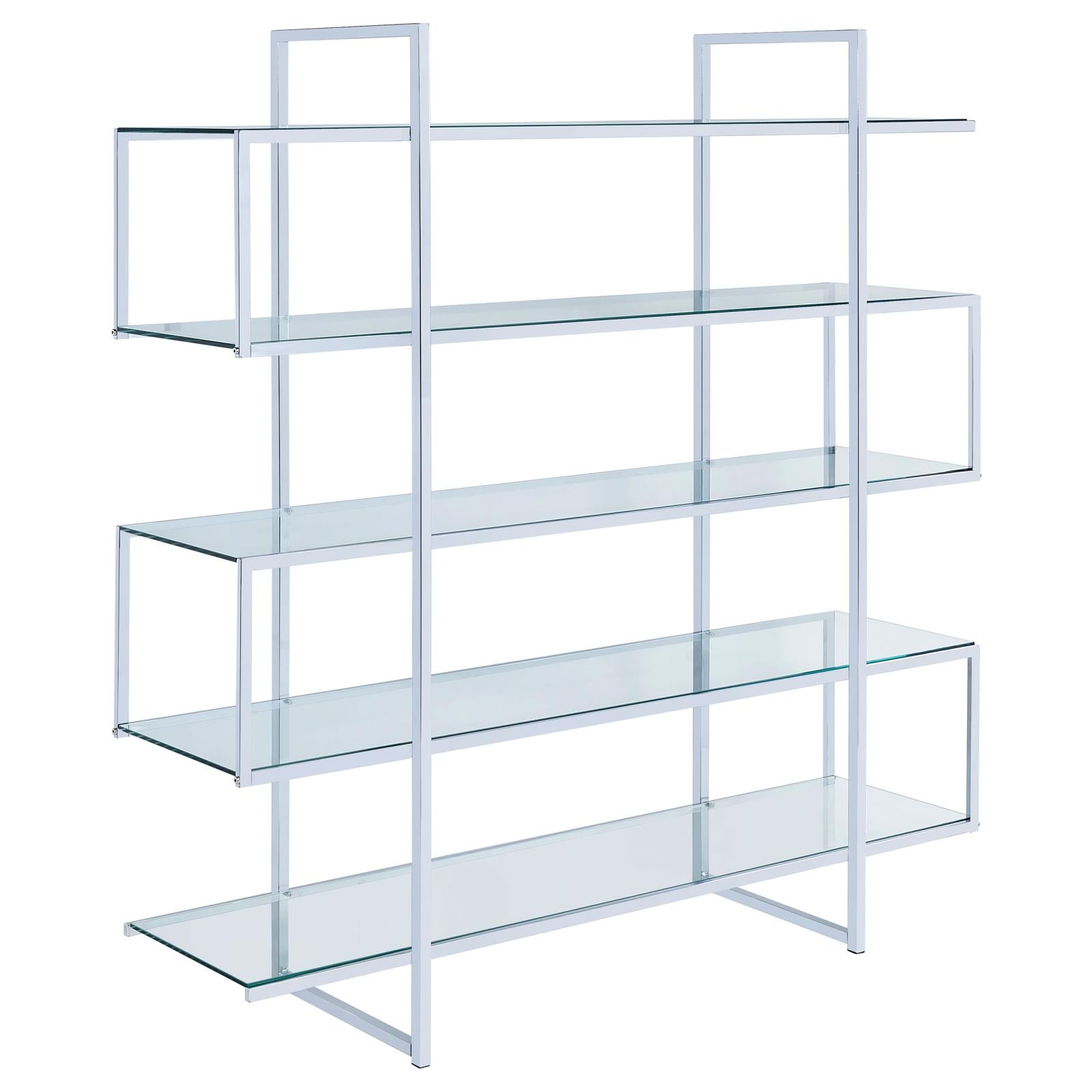 Elmer Clear/Chrome 5-Shelf Bookcase - 801304 - Bien Home Furniture &amp; Electronics