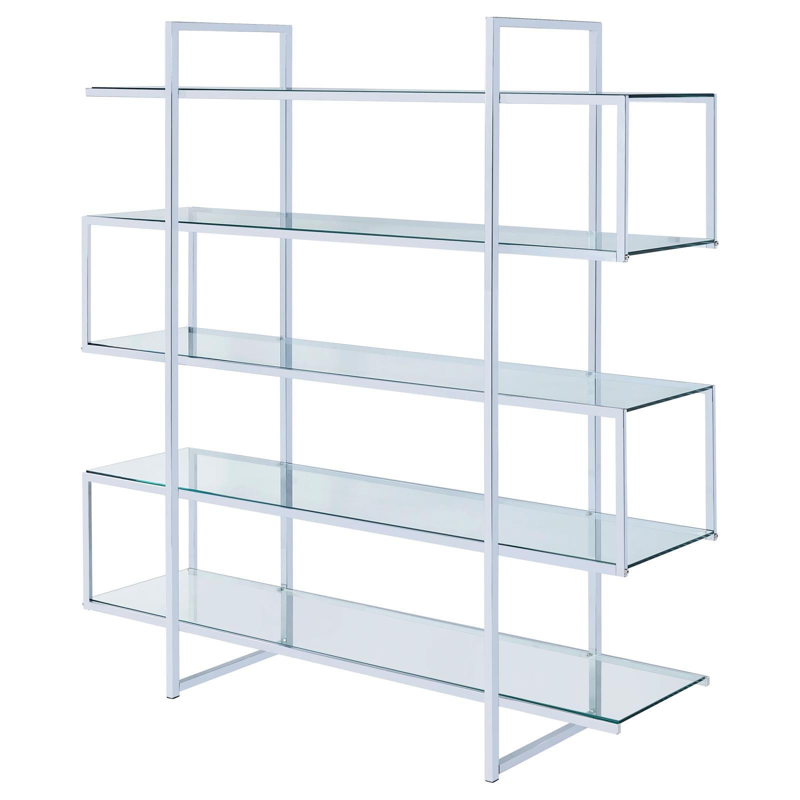 Elmer Clear/Chrome 5-Shelf Bookcase - 801304 - Bien Home Furniture &amp; Electronics