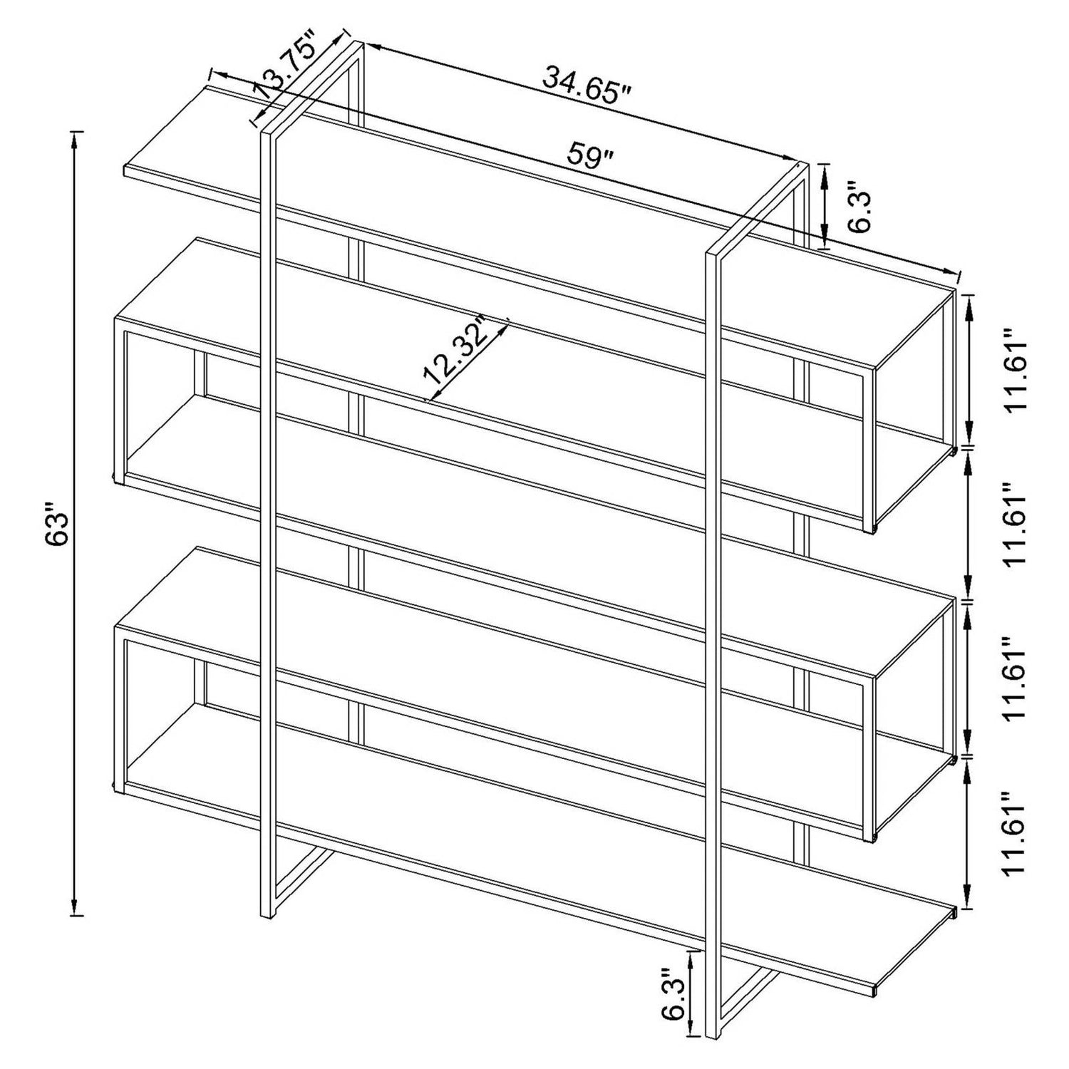 Elmer Clear/Chrome 5-Shelf Bookcase - 801304 - Bien Home Furniture & Electronics