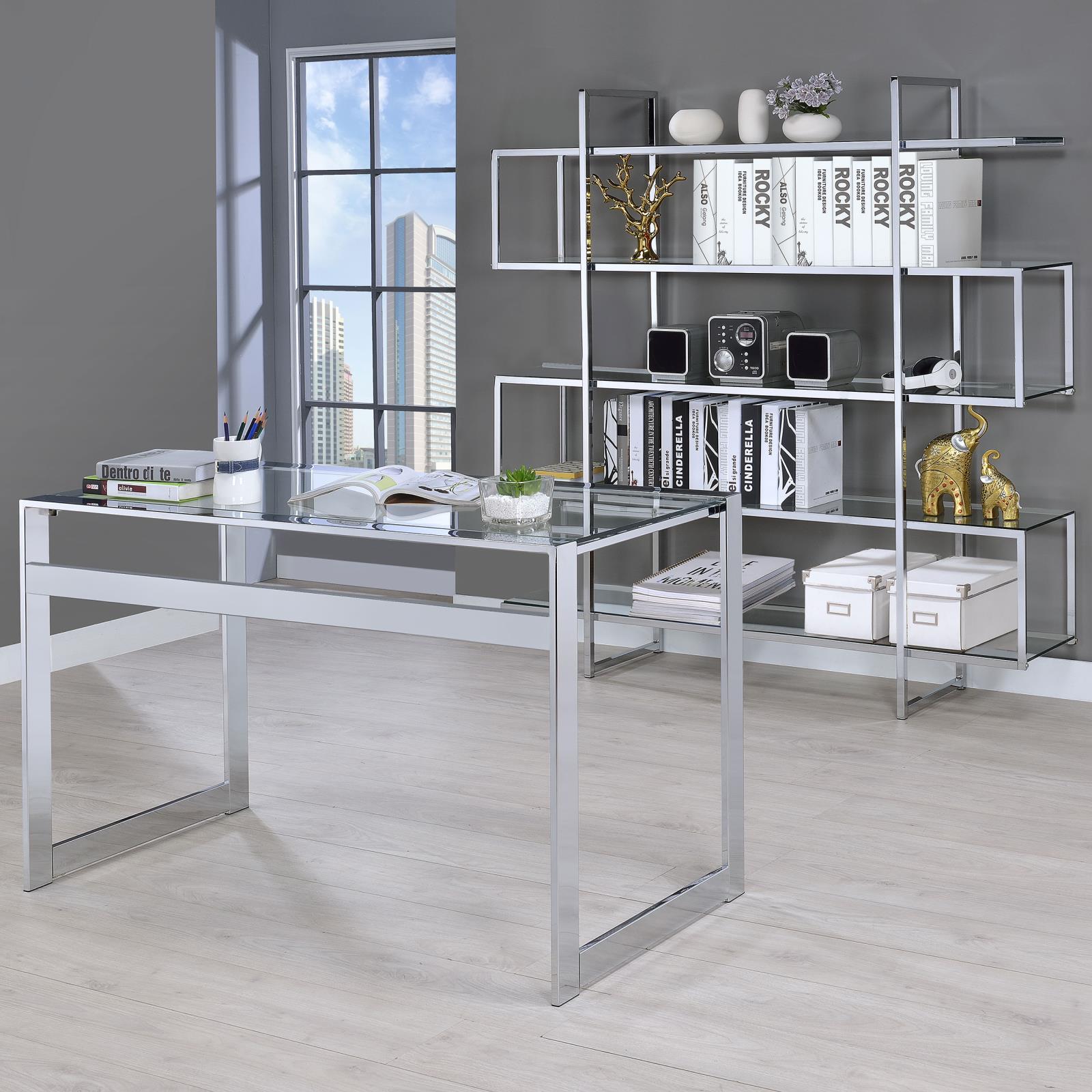Elmer Clear/Chrome 5-Shelf Bookcase - 801304 - Bien Home Furniture & Electronics