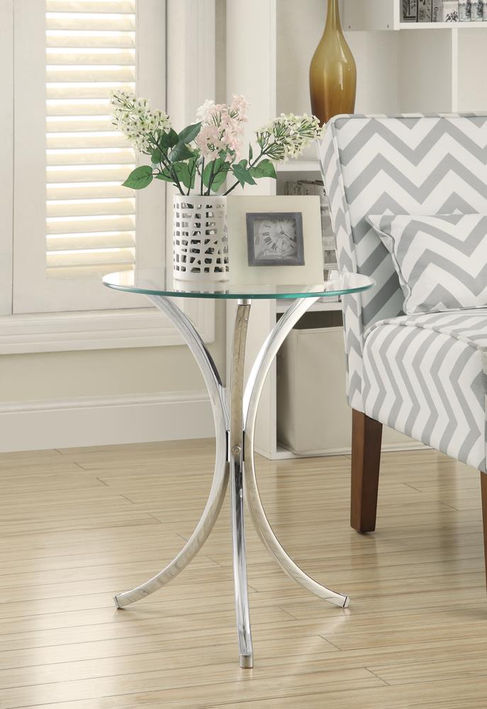 Eloise Chrome Round Accent Table with Curved Legs - 902869 - Bien Home Furniture &amp; Electronics