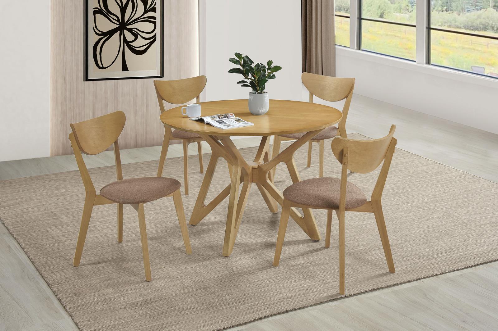 Elowen 5-piece Round Solid Wood Dining Set Light Walnut - 108440-S5 - Bien Home Furniture & Electronics