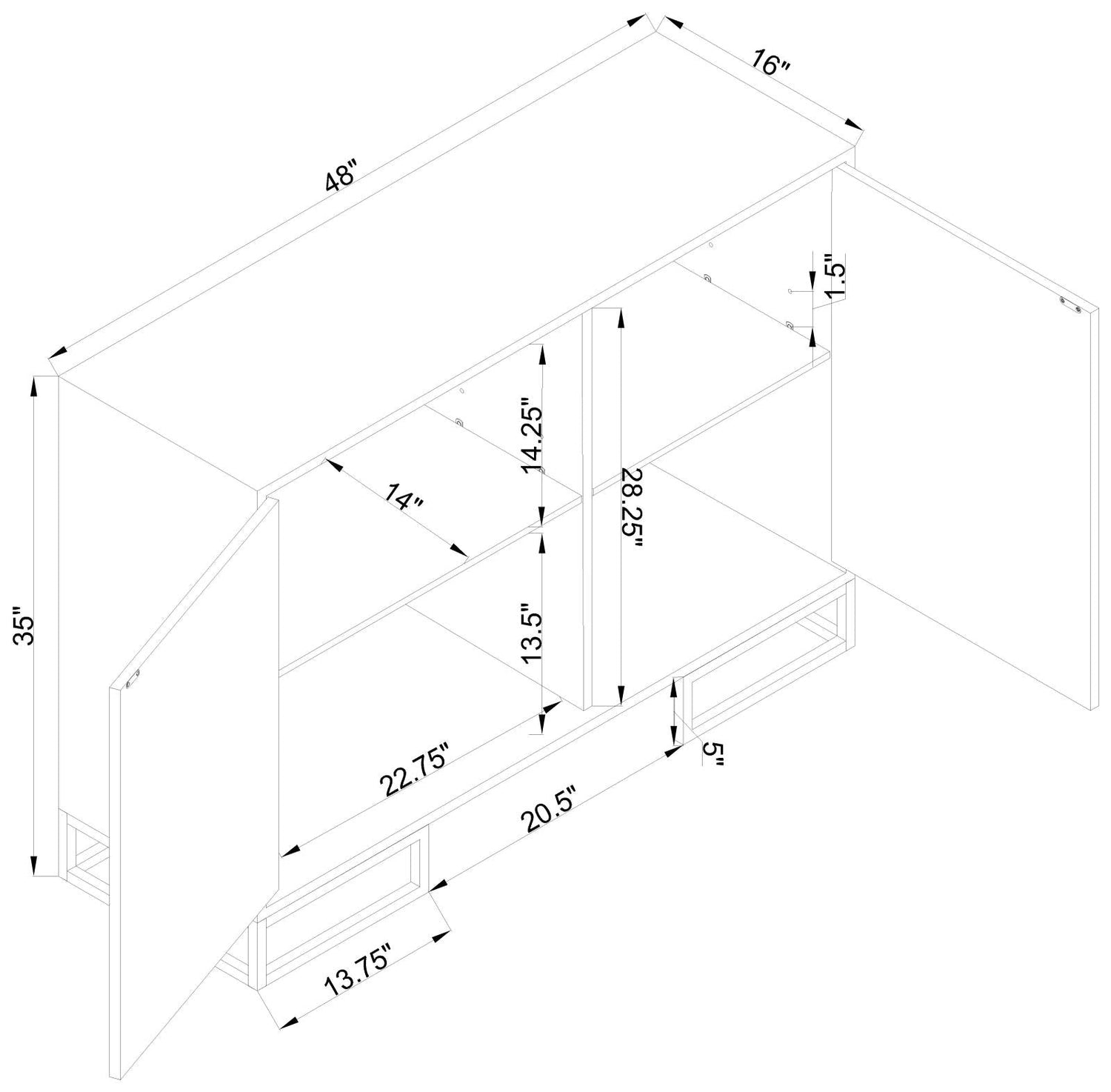 Elsa White/Gold 2-Door Accent Cabinet with Adjustable Shelves - 959594 - Bien Home Furniture & Electronics