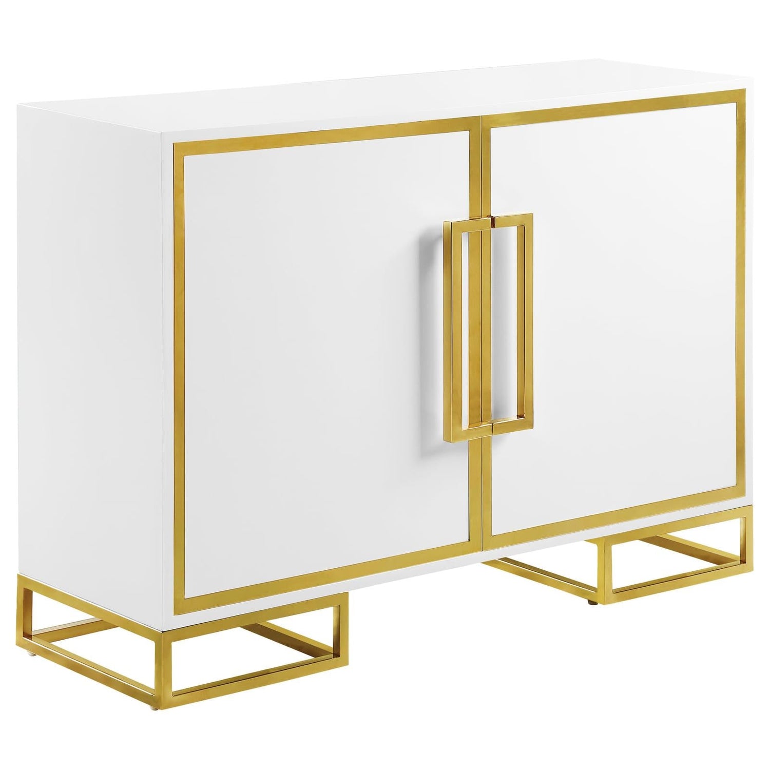 Elsa White/Gold 2-Door Accent Cabinet with Adjustable Shelves - 959594 - Bien Home Furniture & Electronics