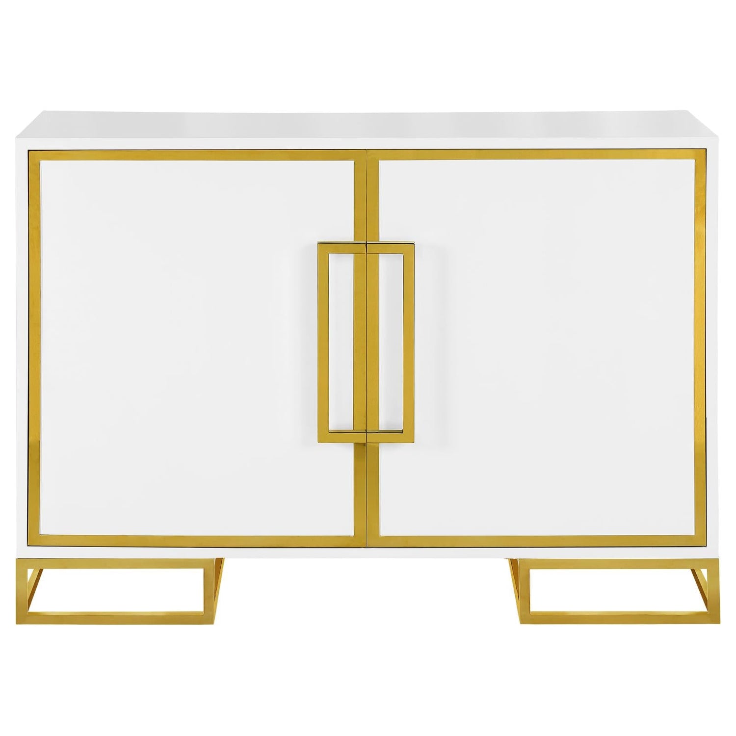 Elsa White/Gold 2-Door Accent Cabinet with Adjustable Shelves - 959594 - Bien Home Furniture & Electronics