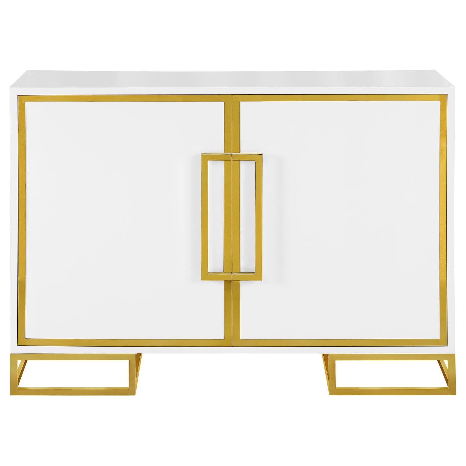 Elsa White/Gold 2-Door Accent Cabinet with Adjustable Shelves - 959594 - Bien Home Furniture &amp; Electronics