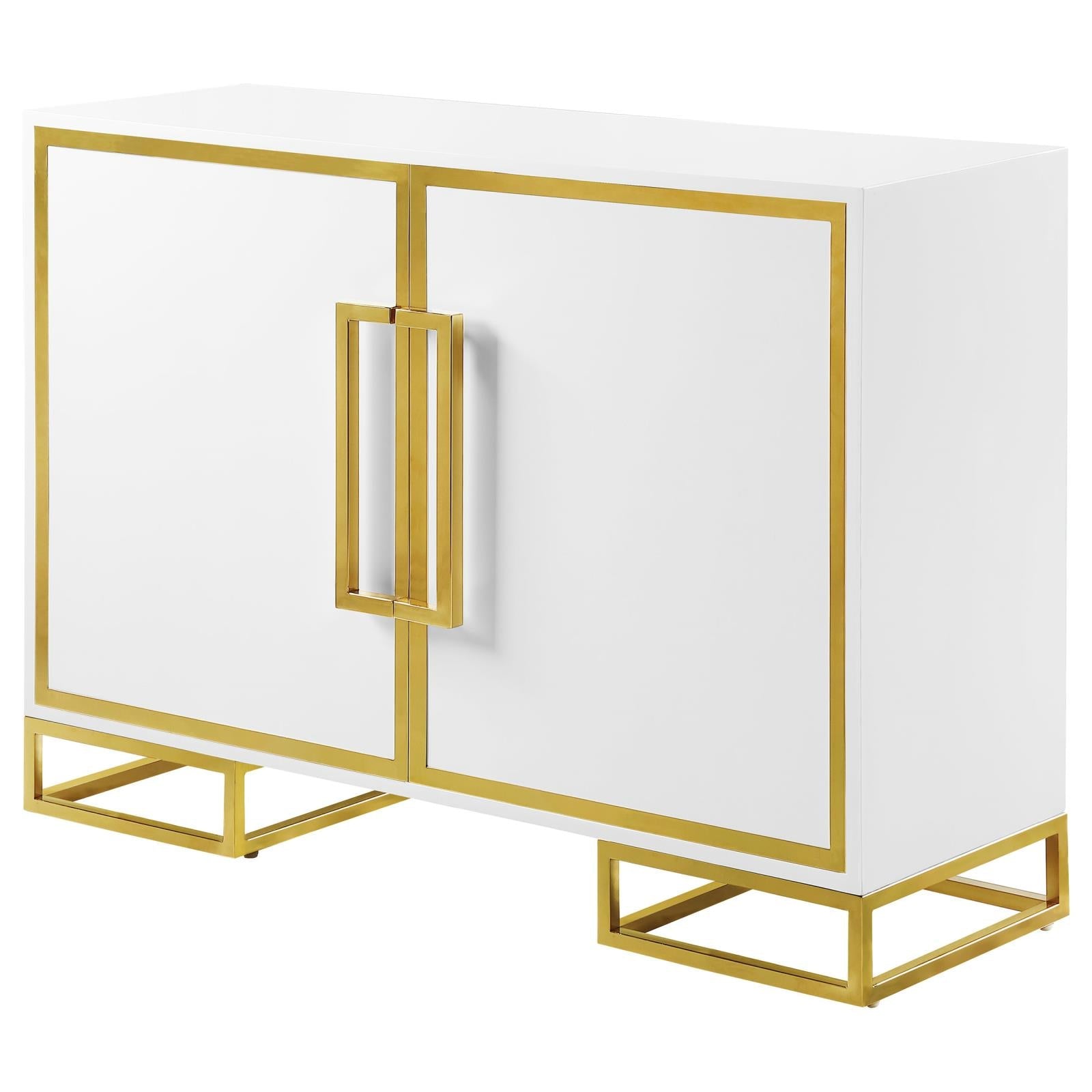 Elsa White/Gold 2-Door Accent Cabinet with Adjustable Shelves - 959594 - Bien Home Furniture &amp; Electronics