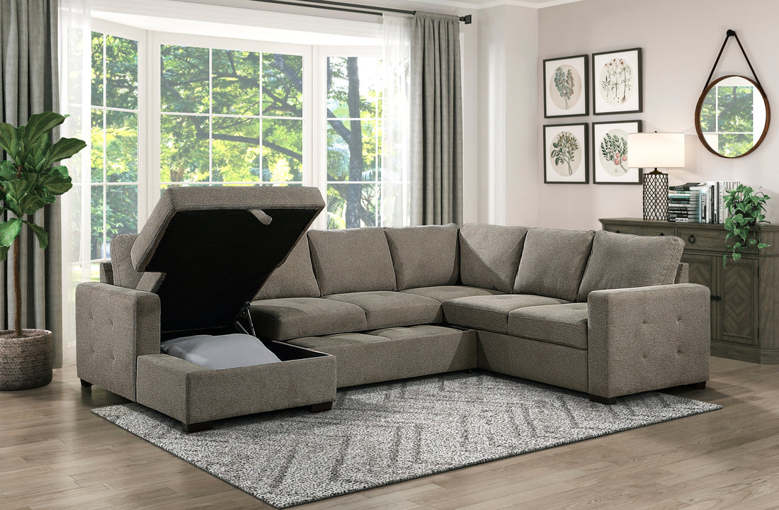 Elton Brown LAF Storage Sleeper Sectional - 9206BR*3LC3R - Bien Home Furniture &amp; Electronics